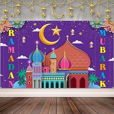Decorations of Ramadan Mubarak, Islamic banner of Ramadan Kareem, banner of Eid Mubarak, Photoaton background, backdrop for the house, Fête supplies of Islamic Ramadan of Eid Al Fitr (Coloré).. Shop from anywhere in Nigeria with DIAYTAR's extensive selection and budget-friendly shipping options.