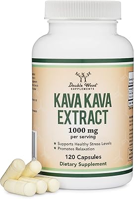 Kava Kava 1000 mg capsules per portion, 120 capsules (extract from high purity kavalactones 3-5 %) in Kava root extract powder for relaxation (made in the United States, without danger for vegans) by DoubleWood.. Shop with confidence at DIAYTAR NIGERIA, enjoying competitive prices and delivery within 8 days.