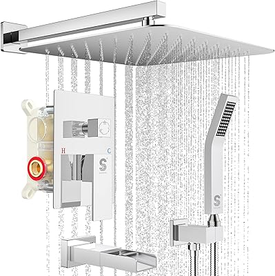 SR Sun Rise Bathtub Take Shower System, combined set with 12 -inch rain -effect shower head and hand shower head, wall -making shower system system, polished chrome (contains a raw valve body and garnish).. DIAYTAR NIGERIA revolutionizes online shopping with competitive prices and reliable 5-8 day delivery.