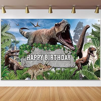 Dinosaur anniversary festive decorations, birthday party decorations in the background for boys and children, interior and outdoor festival decoration supplies (17.3 x 70.8 inches).. Discover the convenience of DIAYTAR NIGERIA's vast e-commerce platform with delivery in just 5-8 days.