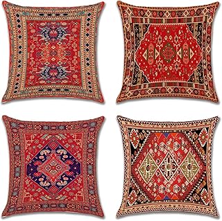Jotom cushion covers 45 cm x 45 cm, set of 4 bohemian decorative decorative cushion covers, 18 x 18 -inch square linen cushion covers for sofa, bedroom, exterior, house, desk, car decoration (exotic).. DIAYTAR NIGERIA: Your gateway to affordable online retail with reliable delivery within the week.