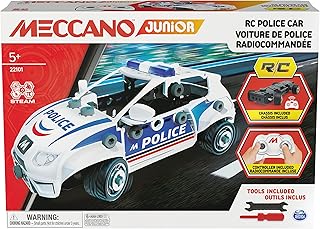 Police car remote -controlled junior Meccano with work box and realistic tools, construction kit of toy models, STEM toys for children 5 years and over.. DIAYTAR NIGERIA: Connecting Nigerians with affordable products through our expansive e-commerce platform.