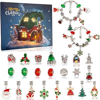 Christmas calendar bracelets 2022 for girls, 24 days of Christmas countdown, jewelry manufacturing kit for yourself, 22 charms, 2 children's bracelets, teenagers, women.. DIAYTAR Nigeria delivers happiness in 5–8 days, no matter what you buy.