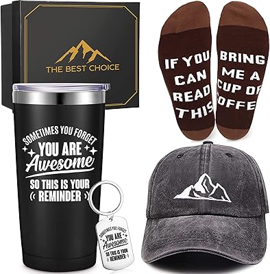 Inspirational gift box of 5 pieces for men, fun inspiring gifts including an isolated cup, a baseball cap, socks and a keychain with gift box for men and men.. Shop quality and variety at unbeatable prices on DIAYTAR Nigeria — delivery in under 8 days.