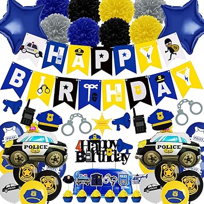 Waymu Kit of birthday party decorations on the theme of the police.. Fast delivery is our promise — DIAYTAR Nigeria keeps it real.