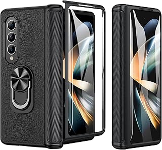 Kaka shell for Samsung Galaxy Z Fold 4, Z Fold 4 With Dipped glass screen protector and hinge protection with magnetic ring and crutch, leather shell for Galaxy Z Fold 4 5G Network 2022 - Black.. Nigeria's e-commerce leader delivers unmatched variety and value to your doorstep in just 5-8 days.