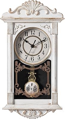 QuickWay Imports Grandpa Wall Wall Wall in Vintage plastic pendulum for living room, kitchen, dining room, white.. Shop from anywhere in Nigeria and receive your DIAYTAR purchases at affordable prices within a week.