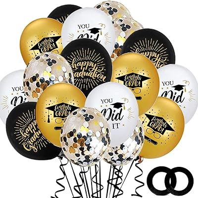 Balloons with black and golden confetti for graduation - latex balloons on the theme of obtaining a 12 -inch diploma for decorations of graduation party.. DIAYTAR NIGERIA: Bringing quality products to every Nigerian with affordable nationwide delivery.