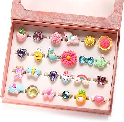Powerking rings for girls, set of adjustable jewelry rings with box, children's and little girls make -up rings.. Enjoy a hassle-free shopping experience with DIAYTAR Nigeria, where products are categorized for your convenience and delivery is always on time.