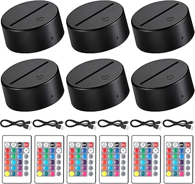 3D LED night light base 16 colors with remote control and USB cable, Acrylic Christmas lamp base for restaurant, bedroom, store (black).. Shop easy, pay less, get it fast — with DIAYTAR Nigeria.