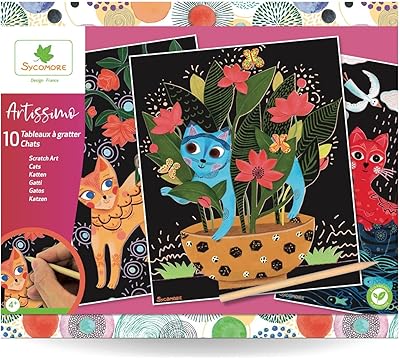 SYCOMORE CREA013 ARTISSIMO -SCRATCH ART DESIGN -Children's catcreations from 4 years old -SYCOMORE -CREA013, several colors.. DIAYTAR NIGERIA delivers satisfaction with every purchase through our affordable and reliable service.
