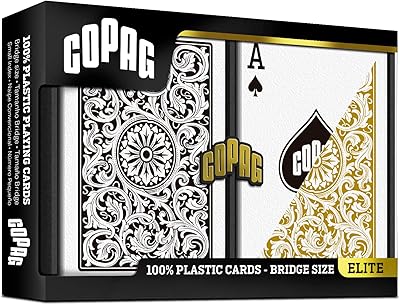 Cobag Elite plastic playing cards, bridge size and regular index, black and gold, two -story game.. DIAYTAR NIGERIA: Where shopping dreams become reality with budget-friendly prices and prompt delivery.