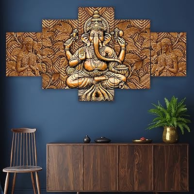Sumik Kraft Set of 5 framed wall paintings for large living room.. DIAYTAR Nigeria: Your one-stop online shop with unbeatable prices and nationwide delivery in under 8 days.