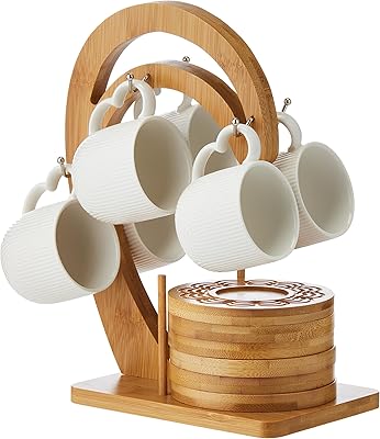 Shalo tea cup set in bamboo with bamboo support, 90 ml.. DIAYTAR NIGERIA: Your affordable gateway to thousands of products shipped nationwide within the week.