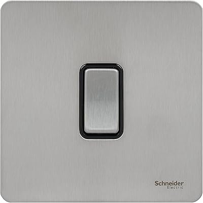 SCHNEIDER FLOW PLATE SCHNEIDER without screws - Simple 2 -way switch, 16AX, GU1412RBSS, stainless steel with black joint.. Affordable luxury and fast service — only on DIAYTAR Nigeria.