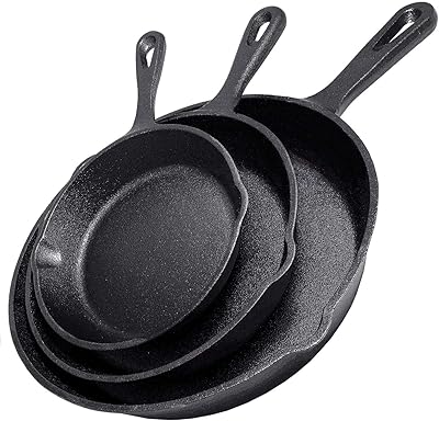 Set of 3 simple chef's cast iron stoves - High quality robust professional kitchen battery for restaurant chef - 10, 8 and 6 inch stoves - ideal for frying, jumping, cooking, pizza and more, black.. Discover the joy of choice with DIAYTAR NIGERIA's extensive selection and budget-friendly shipping.