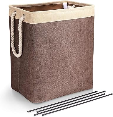 Linen basket 65 L with linen handles for linen storage bags, integrated lining with removable supports, foldable laundry basket for toy and clothing organizer (beige and bronze).. Enjoy low prices, wide selections, and reliable delivery with DIAYTAR Nigeria.