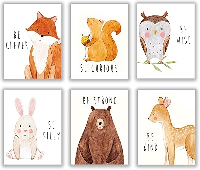 Decor of children's bedrooms in the forest - Animal images for children's bedroom decoration, forest decoration, children's wall decoration, child bedroom wall decoration, wall art for children's rooms and girls, set of 6 rooms - 8 x 10 inches.. DIAYTAR NIGERIA delivers happiness in 5-8 days with our affordable and diverse product range.