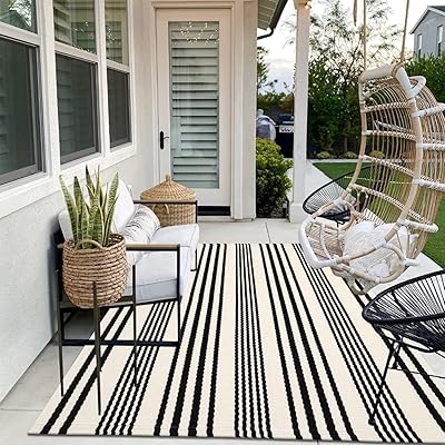 Black and white interior interior exterior carpets striped in washable cotton.. Find more for less — only on DIAYTAR Nigeria.