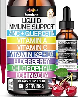 Immune support fluid with vitamin C, D3, zinc quercetin with vitamin A, K2, echinacea, chlorophyll and cranberry - 9 in 1 drop complex for immune defense and respiratory health - 60 portions.. Get unbeatable value on every order with DIAYTAR Nigeria.