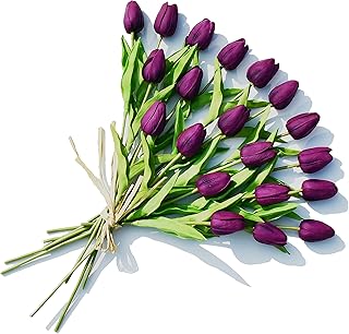 Onlyart 20pcs Violet artificial tulips with flexible latex material for decoration of house and kitchen for Mother's Day.. Experience the power of choice with DIAYTAR NIGERIA's extensive catalog delivered within the week.
