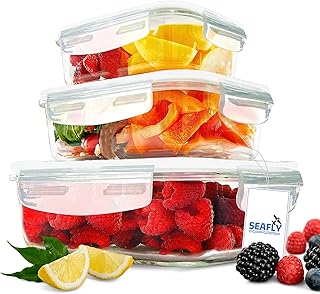 Seafly [package of 3] Confits for preparation of glass kitchen meal with durable locking cover, glass food storage container, microwave/oven/freezer and dishwasher, 100 % without BPA (white-370 ml, 640 ml, 1040 ml).. Experience shopping freedom with DIAYTAR NIGERIA's comprehensive marketplace delivered within 8 days.