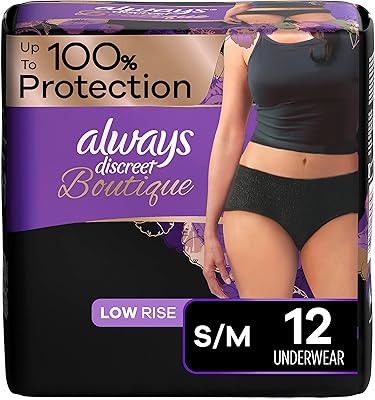 Always Discreet Boutique Postpartum Incontinence Undership Low waist, S/M size, maximum absorption, 100 %leakage protection, black, 12 pieces (1).. DIAYTAR NIGERIA transforms online retail with our affordable platform and dependable shipping service.