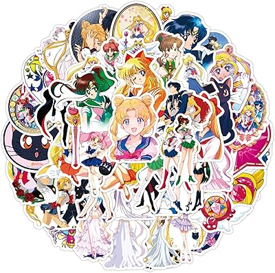 Pack of Sailor Moon stickers for teenagers, 50 pieces of aesthetic stickers in waterproof vinyl for laptop, mobile, water bottles, luggage, guitar, birthday party.. Shop with intention at DIAYTAR NIGERIA, offering thousands of products at budget-friendly prices.
