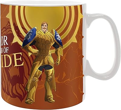 Cup in white ceramic Escanor the Seven Deadly Sins 12 Oz in a gift box.. DIAYTAR NIGERIA: Redefining e-commerce with affordable prices and reliable nationwide shipping.