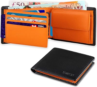 SKENZBI® Wallet For Men Wallers in True Leather Blocking RFID with 9 locations for Credit Card, Silver Pocket, 2 Silver Pockets, Identity Card Window - Portfolios with two leather -like men for men with gift box (orange - black).. Get what you need, when you need it — DIAYTAR Nigeria delivers fast.