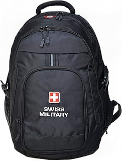 Backpack with Swiss military badge, Polyester 1680 Double of resistant and gear, is suitable for a 15.4 "laptop, adjustable padded straps - Black.. Get your essentials without leaving home — thanks to DIAYTAR Nigeria.