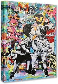 Tucocoo banksy street art on canvas wall decoration love is the answer.. Shop smarter, not harder with DIAYTAR NIGERIA - thousands of products at your fingertips with affordable delivery.