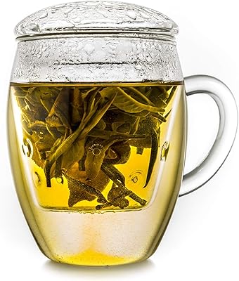 Kryano all-in-one tea cup with integrated glass filter and lid, glass cup-400 ml.. DIAYTAR NIGERIA: Bringing the marketplace to every Nigerian with affordable prices and quick delivery.