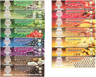 Rolling paper horn flavors with tips, 24 g and 1,200 King size sheets, random mixed flavors (110 mm).. DIAYTAR NIGERIA makes every purchase count with our affordable prices and reliable 5-8 day shipping.