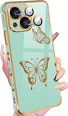 Pititian mobile phone shell for iPhone 14 Plus, with a nice golden butterfly pattern for women and girls designed for the mobile phone iPhone 14 Plus, mobile phone hull gold plated for girls with camera protection,.. DIAYTAR NIGERIA: The marketplace that brings affordable products to every Nigerian home in under 8 days.