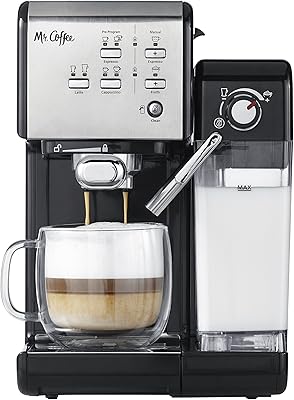 Programmable coffee maker with espresso and cappuccino Mr. Coffee with automatic milk froth and 19 bars pump, stainless steel.. DIAYTAR NIGERIA connects you with thousands of products at competitive prices, delivered within a week.