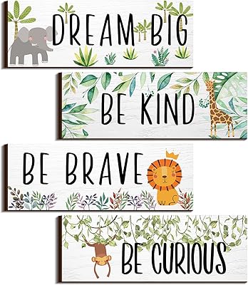 4 pieces Safari baby bedroom decoration, nice jungle animal motif, baby bedroom decoration for boy's bedroom and young children 11 x 3.9 inches (white background, animals).. Experience the power of choice with DIAYTAR NIGERIA's vast catalog and affordable 5-8 day delivery.