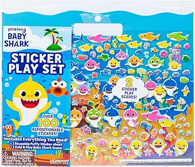 Horizon Group USA Baby Shark Sticker Pack - 100 reusable inflated inflated stickers - Baby shark sticker package for children 3 years old and more.. DIAYTAR NIGERIA: Bringing quality products to every Nigerian with affordable nationwide delivery.