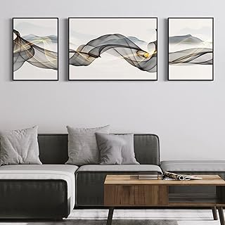 Wall art on canvas with a golden and black frame with abstract lines (black frame).. DIAYTAR NIGERIA connects your desires with reality through our affordable e-commerce platform and quick delivery.