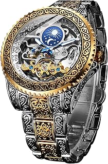Classic watch for men, self-sculpted, mechanical wind, tattoo, whirlwind, moon phase, independent seconds, skeleton, large automatic bracelet watch.. Experience shopping freedom with DIAYTAR NIGERIA's comprehensive marketplace delivered within 8 days.