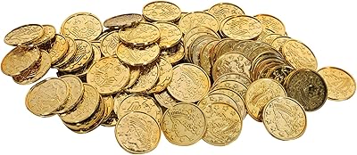 Pestel plastic coins, gold, one size.. DIAYTAR NIGERIA: Your trusted partner for affordable online shopping with reliable delivery timeframes.