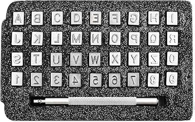 Set of 36 peaks for buffers letters and numbers, a 6 mm metal leather punching tool with handle to mark leather crafts.. DIAYTAR NIGERIA: Where shopping dreams become reality with affordable prices and prompt shipping.
