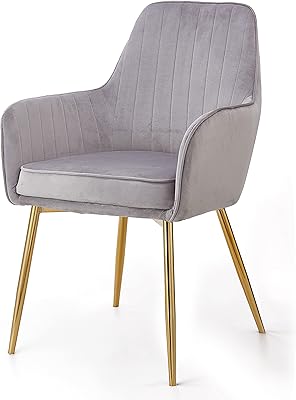 Angela kitchen chair, soft velvet seat and back with thick seat cushion and metal feet, dining room and living room armchairs (light gray).. Why waste time in traffic when you can shop online at DIAYTAR Nigeria? Enjoy convenience, unbeatable prices, and prompt delivery anywhere in Nigeria.