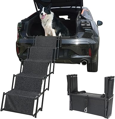 Yep hoh foldable staircase in 5 steps for medium and large dogs, light and portable ramp with waterproof surface, ideal for cars, trucks, SUV (black).. Navigate through thousands of products at pocket-friendly prices with DIAYTAR NIGERIA's easy-to-use platform.