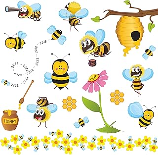 3D bee wall stickers and removable cartoon flowers, cartoon wall stickers for children's bedrooms, bedroom, lounge, games room, RW-1061 classroom.. DIAYTAR NIGERIA: Where quality meets affordability, with thousands of products delivered in less than 8 days.
