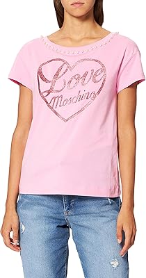 Love moschino short sleeve t-shirt for women, square cut, adorned with pearls along the neckline.. Forget the long lines — DIAYTAR Nigeria is always open for shopping.