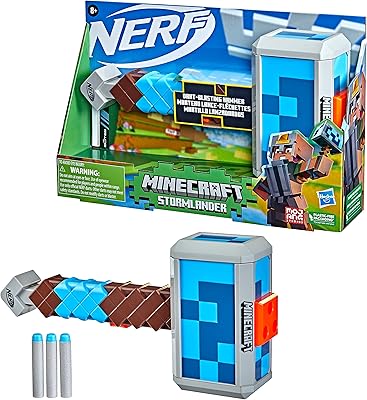 Minecraft stormlander dart launcher in hammer -shaped, draw 3 darts, includes 3 original nerve darts, rear traction handle, multicolored.. DIAYTAR NIGERIA transforms dreams into deliveries with our affordable prices and 5-8 day shipping.