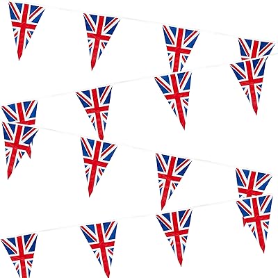 Shachi Jack banner, 20 m/65 feet with 50 triangular flags for royal sporting events, street holiday decorations, pub and barbecue and support for Great Britain.. Your comprehensive marketplace awaits at DIAYTAR NIGERIA with affordable prices and reliable delivery times.