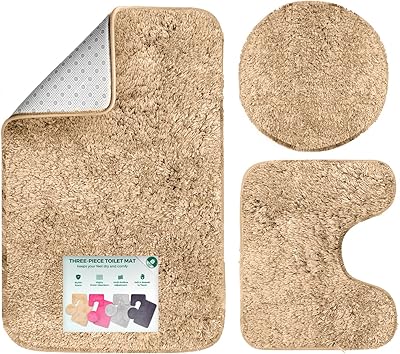 Last cake bathroom carpet set | Flexible PVC carpets for toilet, bath and shower, 3 -room bathroom carpet set with square cushion, U -shaped and O -shaped carpet | non -slip and absorbent (brown).. Discover the perfect balance of selection and value with DIAYTAR NIGERIA's nationwide delivery service.