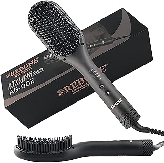 Hot -style styling brush rebuna ab002, smoothing heat brush with negative ions for smooth hair without frizz (black).. Quick delivery. Quality products. Great deals. That’s DIAYTAR Nigeria.